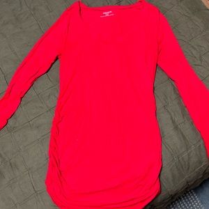 Motherhood Maternity red LONG SLEEVE SIDE RUCHED MATERNITY T SHIRT